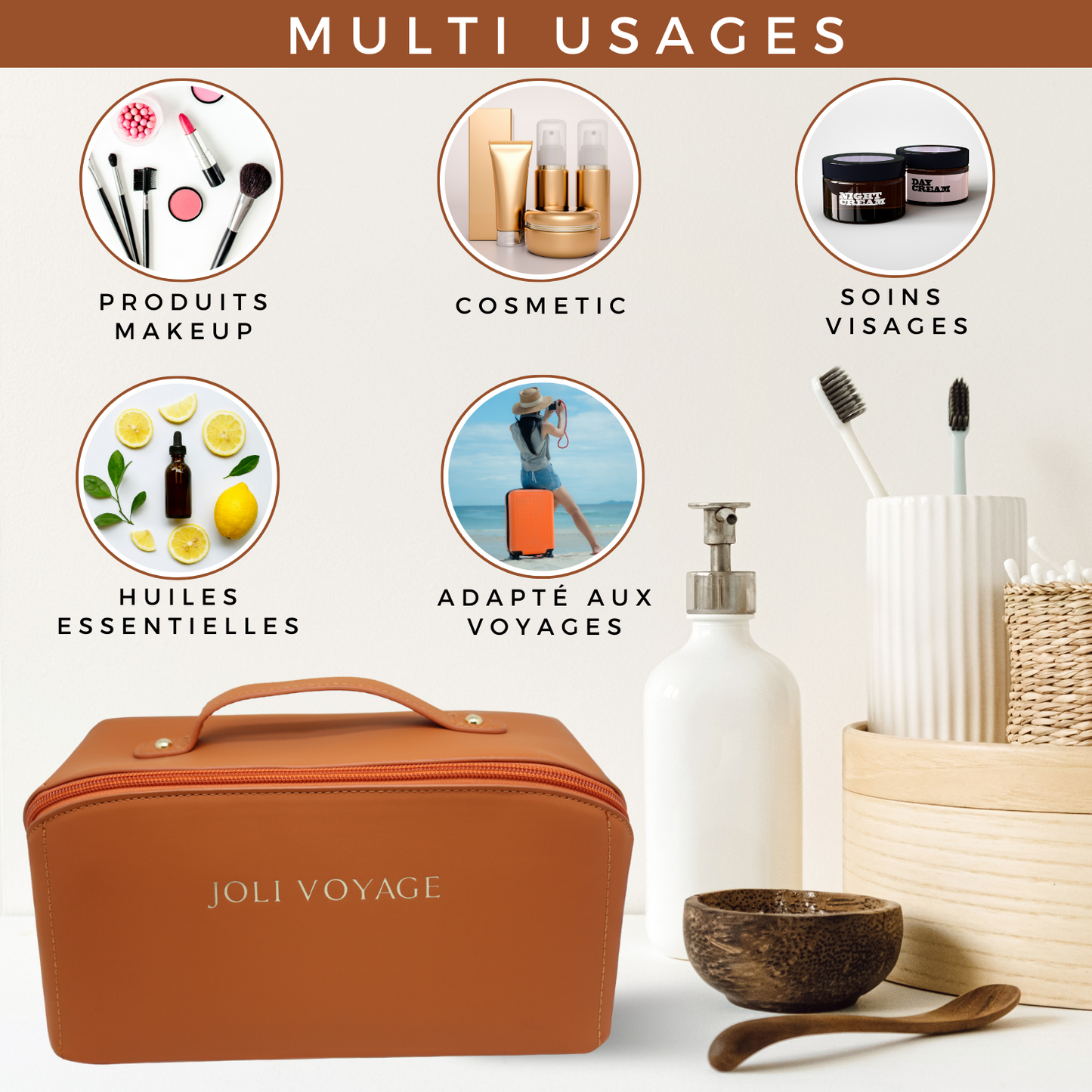 Trousse de toilette - Marron Camel