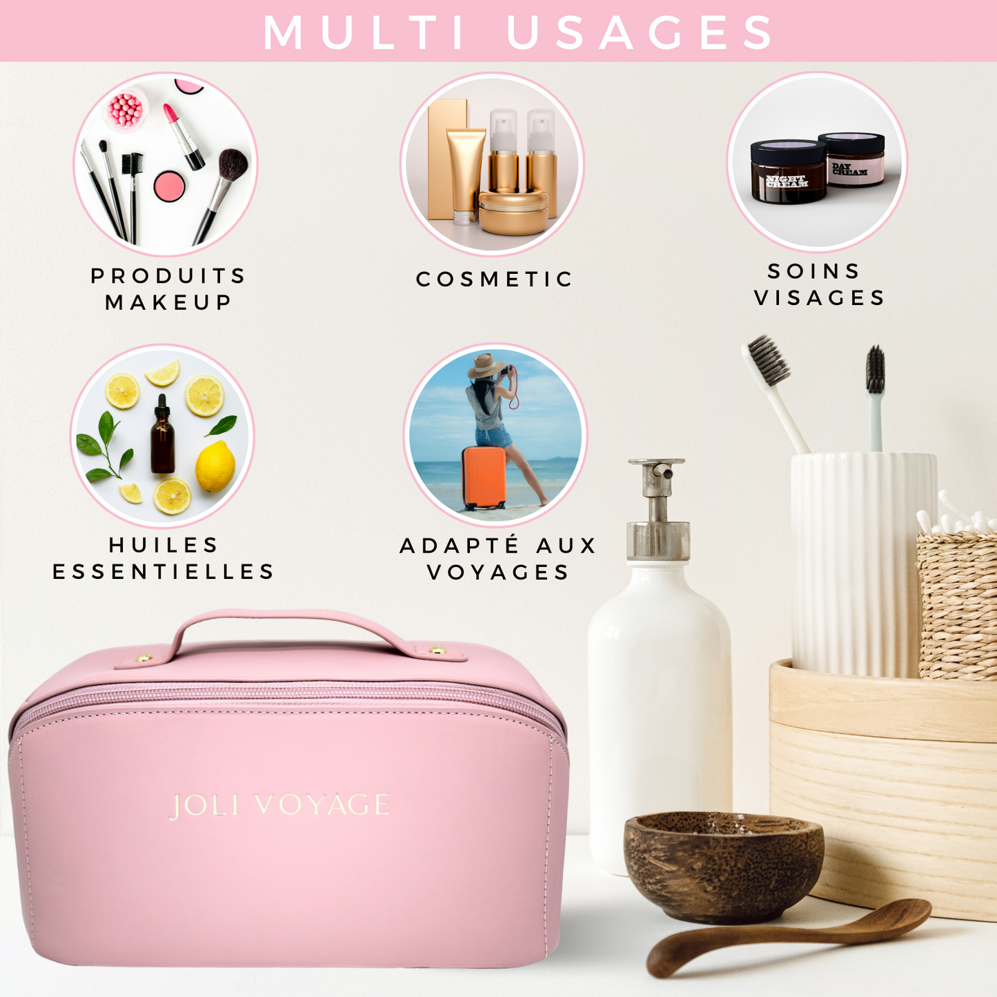 Trousse de toilette - Rose poudré